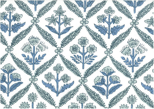 TRELLIS PRINT - ANTIQUE BLUE/LW