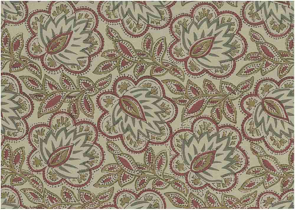 MADURAI PRINT - RED/GOLD/FLAX